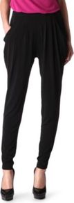 Jersey Harem Trousers - length: standard; pattern: plain; style: harem/slouch; waist: mid/regular rise; predominant colour: black; occasions: casual, evening; fibres: polyester/polyamide - stretch; hip detail: front pleats at hip level; fit: tapered; pattern type: fabric; texture group: jersey - stretchy/drapey