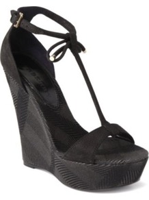 Lingards Leather Wedge Sandals - predominant colour: black; occasions: casual, evening; material: leather; heel height: high; ankle detail: ankle tie; heel: wedge; toe: open toe/peeptoe; style: standard; finish: plain; pattern: checked/gingham