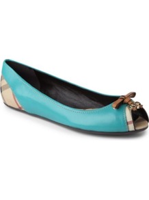 Haymarket Romsey Leather Pumps - predominant colour: turquoise; occasions: casual, evening, work, holiday; material: leather; heel height: flat; toe: open toe/peeptoe; style: ballerinas / pumps; trends: statement prints; finish: patent; pattern: plain; embellishment: bow
