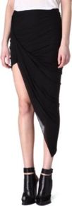 Kinetic Draped Skirt - length: mini; pattern: plain; fit: body skimming; waist detail: fitted waist; waist: mid/regular rise; predominant colour: black; occasions: casual, evening, holiday; style: asymmetric (hem); fibres: polyester/polyamide - stretch; hip detail: soft pleats at hip/draping at hip/flared at hip; texture group: jersey - clingy; pattern type: fabric