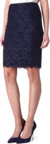 Scotia Lace Skirt - pattern: plain; style: pencil; fit: tailored/fitted; waist: high rise; predominant colour: navy; occasions: evening, work, occasion; length: just above the knee; waist detail: narrow waistband; texture group: lace; pattern type: fabric; fibres: viscose/rayon - mix; embellishment: lace