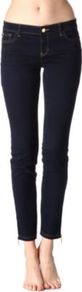 Ankle Zip Jeans - style: skinny leg; pattern: plain; pocket detail: traditional 5 pocket; waist: mid/regular rise; predominant colour: navy; occasions: casual, evening, work; length: ankle length; fibres: cotton - stretch; jeans detail: dark wash; texture group: denim; pattern type: fabric