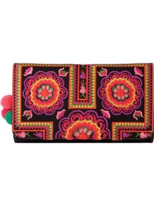 Tuk Tuk Clutch - predominant colour: black; occasions: evening; style: clutch; length: hand carry; size: small; material: fabric; embellishment: embroidered; finish: plain; pattern: patterned/print