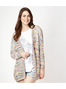 Designer Natural Florescent Edge To Edge Cardigan - length: below the bottom; neckline: collarless open; style: open front; occasions: casual; fibres: acrylic - 100%; fit: loose; predominant colour: multicoloured; sleeve length: long sleeve; sleeve style: standard; texture group: knits/crochet; pattern type: knitted - other; pattern size: small & busy; pattern: patterned/print