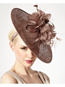 Pink Floral Feather Wreath Fascinator - predominant colour: taupe; occasions: evening, occasion; type of pattern: standard; style: fascinator; size: large; material: sinamay; pattern: plain; trends: sculptural frills; embellishment: corsage