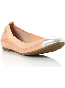 Apricot Leather Marilla Elasticated Toe Cap Leather Ballerina - predominant colour: nude; secondary colour: silver; occasions: casual, holiday; material: leather; heel height: flat; toe: round toe; style: ballerinas / pumps; finish: plain; pattern: colourblock; embellishment: toe cap