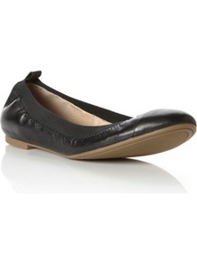 Black Leather Marilla Elasticated Toe Cap Leather Ballerina - predominant colour: black; occasions: casual, work; material: leather; heel height: flat; embellishment: elasticated; toe: round toe; style: ballerinas / pumps; finish: plain; pattern: plain