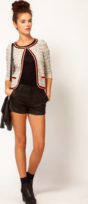 Quilted Short - pattern: plain; style: shorts; length: short shorts; waist: mid/regular rise; predominant colour: black; occasions: casual, evening; fibres: viscose/rayon - 100%; texture group: leather; fit: slim leg; pattern type: fabric; embellishment: quilted