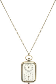 Double Watch Pendant Necklace - secondary colour: ivory; predominant colour: gold; occasions: casual; style: pendant; length: mid; size: standard; material: chain/metal; finish: plain; embellishment: chain/metal