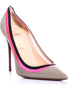 100mm Paulina Shoes - predominant colour: mid grey; occasions: evening, work, occasion; material: leather; heel height: high; heel: stiletto; toe: pointed toe; style: courts; finish: patent; pattern: plain