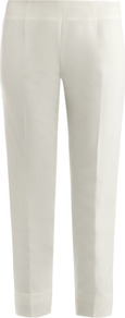 Slim Leg Trousers - pattern: plain; waist: high rise; predominant colour: ivory; occasions: casual, evening; length: ankle length; fibres: polyester/polyamide - mix; fit: slim leg; pattern type: fabric; pattern size: standard; texture group: woven light midweight; style: standard