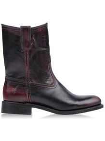Boots Ankle Boots On Shoescribe.Com - predominant colour: aubergine; occasions: casual; material: leather; heel height: flat; heel: block; toe: round toe; boot length: ankle boot; style: standard; finish: plain; pattern: plain