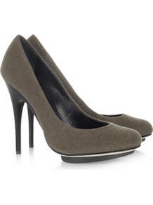 Canvas Pumps - predominant colour: khaki; occasions: evening, work; material: fabric; heel height: high; heel: platform; toe: round toe; style: courts; finish: plain; pattern: plain