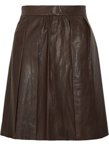 Boxer Leather Mini Skirt - length: mini; pattern: plain; fit: loose/voluminous; waist: high rise; predominant colour: chocolate brown; occasions: casual, evening; style: a-line; fibres: leather - 100%; hip detail: sculpting darts/pleats/seams at hip; texture group: leather; pattern type: fabric
