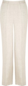 Stone Linen Trousers - length: standard; pattern: plain; waist: mid/regular rise; predominant colour: ivory; occasions: casual, evening, work, holiday; fibres: linen - 100%; texture group: linen; fit: straight leg; pattern type: fabric; pattern size: standard; style: standard