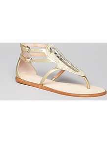 Thong Sandals Gitta Flat - predominant colour: gold; occasions: casual, holiday; material: leather; heel height: flat; ankle detail: ankle strap; heel: standard; toe: toe thongs; style: gladiators; trends: metallics; finish: metallic; pattern: plain