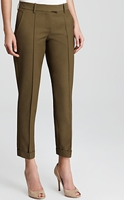 Pants Marsienna T - pattern: plain; waist: mid/regular rise; predominant colour: khaki; occasions: evening, work; length: ankle length; fibres: cotton - mix; fit: slim leg; pattern type: fabric; texture group: other - light to midweight; style: standard