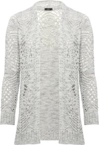 Women's Pointelle Edge To Edge Cardigan - pattern: plain; neckline: collarless open; style: open front; predominant colour: light grey; occasions: casual, work; length: standard; fibres: acrylic - mix; fit: standard fit; sleeve length: long sleeve; sleeve style: standard; texture group: knits/crochet; pattern type: knitted - other; pattern size: light/subtle