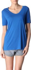 Classic T Shirt - pattern: plain; style: t-shirt; predominant colour: diva blue; occasions: casual, work, holiday; length: standard; neckline: scoop; fibres: viscose/rayon - 100%; fit: loose; sleeve length: short sleeve; sleeve style: standard; pattern type: fabric; pattern size: standard; texture group: jersey - stretchy/drapey