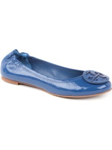 Reva Leather Pumps - predominant colour: royal blue; occasions: casual; material: leather; heel height: flat; embellishment: snaffles; toe: round toe; style: ballerinas / pumps; finish: patent; pattern: plain