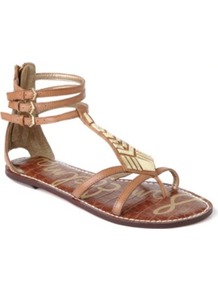Genna Leather Sandals - predominant colour: tan; occasions: casual, holiday; material: leather; heel height: flat; ankle detail: ankle strap; heel: standard; toe: toe thongs; style: gladiators; finish: plain; pattern: plain; embellishment: chain/metal
