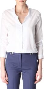 Cotton Shirt - neckline: shirt collar/peter pan/zip with opening; pattern: plain; length: below the bottom; style: shirt; predominant colour: white; occasions: casual, work; fibres: cotton - 100%; fit: loose; sleeve length: long sleeve; sleeve style: standard; texture group: cotton feel fabrics; pattern type: fabric