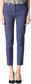 Relaxed Straight Leg Trousers - length: standard; pattern: plain; waist: mid/regular rise; predominant colour: navy; occasions: evening, work; fibres: wool - stretch; fit: straight leg; pattern type: fabric; texture group: other - light to midweight; style: standard