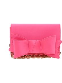Lomas Satin Bow Clutch - predominant colour: hot pink; occasions: evening, occasion; type of pattern: standard; style: clutch; length: hand carry; size: small; material: satin; pattern: plain; trends: fluorescent; finish: plain; embellishment: bow