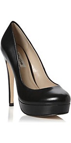 Allegro Round Toe Platform Stiletto Court Shoe - predominant colour: black; occasions: evening, work; material: leather; heel height: high; heel: platform; toe: round toe; style: courts; finish: plain; pattern: plain