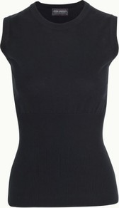 Amanda In Black - pattern: plain; sleeve style: sleeveless; predominant colour: black; occasions: casual, work; length: standard; style: top; fibres: cotton - 100%; fit: tight; neckline: crew; sleeve length: sleeveless; texture group: cotton feel fabrics; pattern type: knitted - fine stitch; pattern size: standard