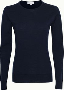 Geranium In Midnight - neckline: round neck; pattern: plain; style: standard; predominant colour: navy; occasions: casual, work; length: standard; fibres: wool - 100%; fit: standard fit; sleeve length: long sleeve; sleeve style: standard; texture group: knits/crochet; pattern type: knitted - other; pattern size: standard