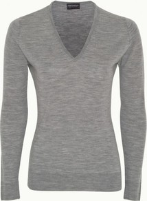 Orchid In Silver - neckline: v-neck; pattern: plain; style: standard; predominant colour: light grey; occasions: casual, work; length: standard; fibres: wool - 100%; fit: slim fit; sleeve length: long sleeve; sleeve style: standard; texture group: knits/crochet; pattern type: knitted - other; pattern size: standard