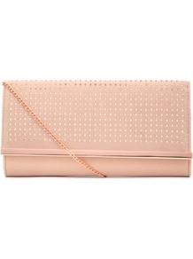 Oatmeal Cut Out Metal Bar Clutch - predominant colour: stone; occasions: evening, occasion; type of pattern: standard; style: clutch; length: hand carry; size: standard; material: faux leather; embellishment: studs; pattern: plain; finish: plain