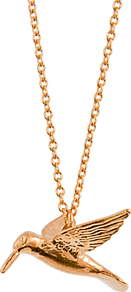 Gold Hummingbird Necklace - predominant colour: gold; occasions: casual, evening; style: pendant; length: long; size: standard; material: chain/metal; finish: plain; embellishment: chain/metal
