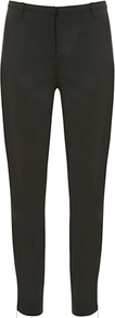 Cropped Trousers, Black - pattern: plain; style: capri; pocket detail: large back pockets, pockets at the sides; waist: mid/regular rise; predominant colour: black; occasions: casual, evening, work, holiday; length: ankle length; fibres: polyester/polyamide - 100%; hip detail: fitted at hip (bottoms); fit: slim leg; pattern type: fabric; pattern size: standard; texture group: jersey - stretchy/drapey