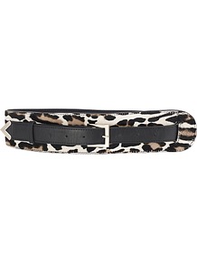 Birch Pony Leather Tapering Belt, Animal - secondary colour: white; predominant colour: black; occasions: casual, evening, work; type of pattern: standard; style: classic; size: wide; worn on: waist; material: animal skin; pattern: animal print; finish: plain