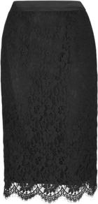 Lace Pencil Skirt, Black - style: pencil; fit: tailored/fitted; waist: high rise; hip detail: fitted at hip; predominant colour: black; occasions: evening, work, occasion; length: on the knee; fibres: cotton - mix; texture group: lace; pattern type: fabric; pattern size: standard; pattern: florals