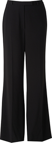 Satin Crepe Wide Trousers, Black - length: standard; pattern: plain; waist: high rise; predominant colour: black; occasions: evening, work; fibres: polyester/polyamide - mix; fit: wide leg; pattern type: fabric; pattern size: standard; texture group: woven light midweight; style: standard