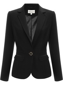 Tailored Jacket, Black - pattern: plain; style: single breasted blazer; collar: standard lapel/rever collar; predominant colour: black; occasions: casual, evening, work, occasion; length: standard; fit: tailored/fitted; fibres: polyester/polyamide - 100%; back detail: back vent/flap at back; sleeve length: long sleeve; sleeve style: standard; collar break: low/open; pattern type: fabric; texture group: jersey - stretchy/drapey