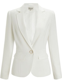 Tailored Jacket, Cream - pattern: plain; style: single breasted blazer; collar: standard lapel/rever collar; predominant colour: white; occasions: evening, work, occasion; length: standard; fit: tailored/fitted; fibres: polyester/polyamide - 100%; sleeve length: long sleeve; sleeve style: standard; collar break: medium; pattern type: fabric; texture group: woven light midweight