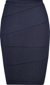 Vally Pencil Skirt, Navy - pattern: plain; style: pencil; fit: tailored/fitted; waist detail: fitted waist; waist: high rise; hip detail: fitted at hip; predominant colour: navy; occasions: casual, evening, work; length: just above the knee; fibres: wool - mix; pattern type: fabric; pattern size: standard; texture group: woven light midweight