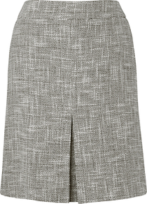 Allina Tweed Skirt, White - fit: tailored/fitted; waist: high rise; pattern: herringbone/tweed; predominant colour: mid grey; occasions: casual, work; length: just above the knee; style: a-line; fibres: cotton - 100%; pattern type: fabric; pattern size: standard; texture group: tweed - light/midweight