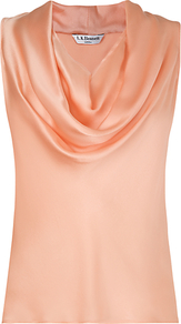 Reed Cowl Neck Top, Soft Peach - neckline: cowl/draped neck; pattern: plain; sleeve style: sleeveless; bust detail: ruching/gathering/draping/layers/pintuck pleats at bust; predominant colour: coral; occasions: casual, evening, work, occasion; length: standard; style: top; fibres: silk - 100%; fit: body skimming; sleeve length: sleeveless; texture group: silky - light; pattern type: fabric; pattern size: standard