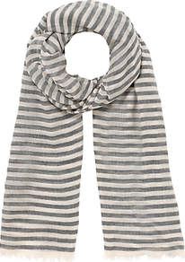 Stripe Modal Scarf - predominant colour: navy; secondary colour: light grey; occasions: casual; type of pattern: standard; style: regular; size: standard; material: fabric; pattern: horizontal stripes