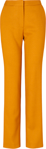 Textured Weave Ankle Trousers, Gold - pattern: plain; pocket detail: small back pockets; waist: high rise; predominant colour: yellow; occasions: casual, evening, work, holiday; length: ankle length; fibres: polyester/polyamide - 100%; hip detail: fitted at hip (bottoms); waist detail: narrow waistband; fit: straight leg; pattern type: fabric; pattern size: standard; texture group: other - light to midweight; style: standard