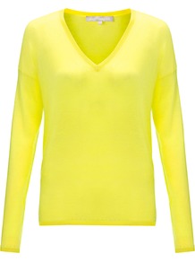Navona Jumper, Citron - neckline: v-neck; pattern: plain; style: standard; predominant colour: yellow; occasions: casual, work; length: standard; fibres: wool - mix; fit: slim fit; sleeve length: long sleeve; sleeve style: standard; texture group: knits/crochet; trends: fluorescent; pattern type: knitted - other; pattern size: standard