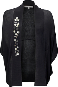 Roma Cardigan, Navy - sleeve style: dolman/batwing; pattern: plain; bust detail: added detail/embellishment at bust; length: below the bottom; neckline: collarless open; style: open front; predominant colour: navy; occasions: casual, work; fibres: polyester/polyamide - 100%; fit: loose; sleeve length: 3/4 length; texture group: knits/crochet; pattern type: knitted - other; pattern size: small & light; embellishment: beading