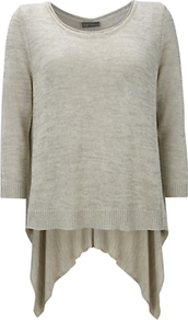 Open Back Jumper, Pistachio - neckline: round neck; pattern: plain; back detail: cowl/draping/scoop at back; length: below the bottom; style: standard; predominant colour: light grey; occasions: casual; fibres: linen - mix; fit: standard fit; sleeve length: 3/4 length; sleeve style: standard; texture group: knits/crochet; pattern type: knitted - fine stitch; pattern size: standard