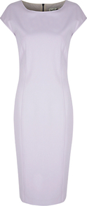 Rimini Bodycon Dress - length: below the knee; neckline: round neck; sleeve style: capped; fit: tailored/fitted; pattern: plain; style: bodycon; predominant colour: lilac; occasions: evening, occasion; fibres: polyester/polyamide - stretch; sleeve length: short sleeve; trends: glamorous day shifts; pattern type: fabric; texture group: other - light to midweight