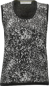 Libby Jumper, Black/Chalk - neckline: round neck; sleeve style: sleeveless; style: standard; back detail: contrast pattern/fabric at back; predominant colour: black; occasions: casual, evening, work; length: standard; fibres: silk - mix; fit: slim fit; sleeve length: sleeveless; texture group: knits/crochet; trends: statement prints; pattern type: knitted - fine stitch; pattern size: standard; pattern: patterned/print